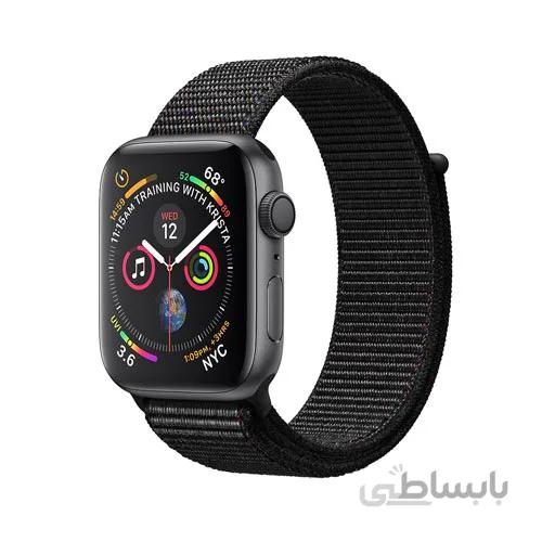 اپل واچ سری 4 آلومینیوم خاکستری با بند اسپورت لوپ مشکی 44mm ا کد محصول: Watch-S4-GPS-Space-Gray-Black-Sport-Loop-Band-44mm
