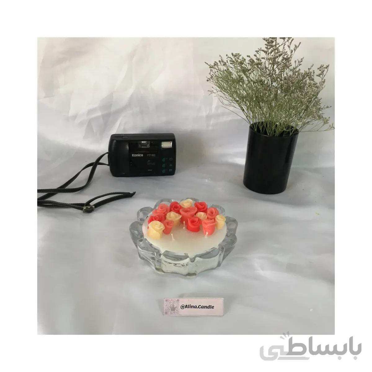 آلیناکندل – شمع معطر شیشه ای گل رز دستساز