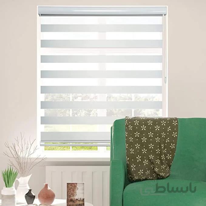 پرده زبرا ساده رنگ سفید کد DK-Z-White-01
