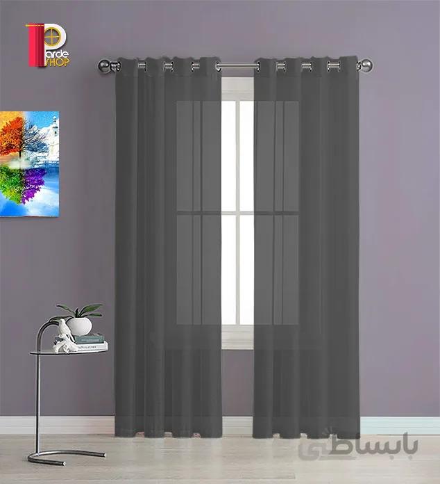 پرده پانچی حریر رنگ نوک مدادی