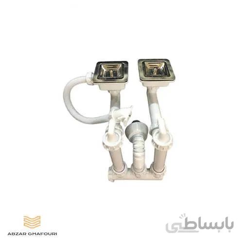 سیفون ظرفشویی جهانیار مدل دو لگن مربع کد k-564
