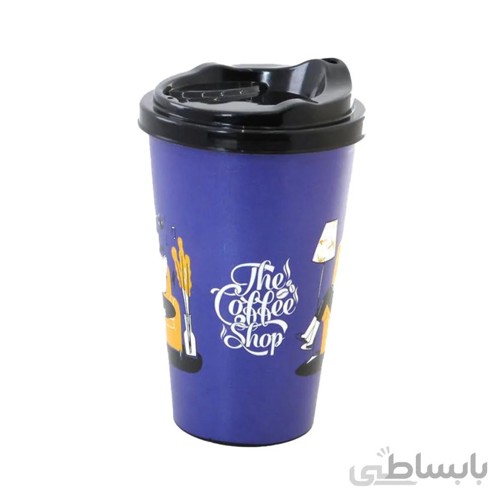 لیوان کافی درب دار پلاستیکی کد 24K 18