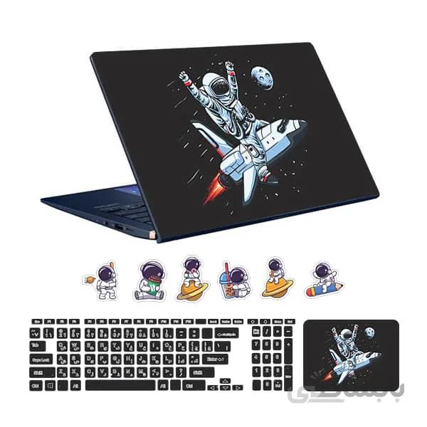 اسکین لپ تاپ طرح Astronaut کد ۰۹ به همراه استیکر کیبورد