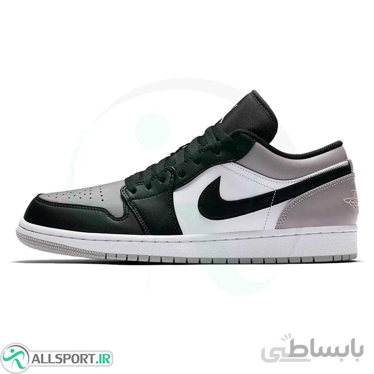 کتانی رانینگ نایک ایرجردن طرح اصلی Nike Air JORDAN 1 LOW White Atmosphere Grey-Black