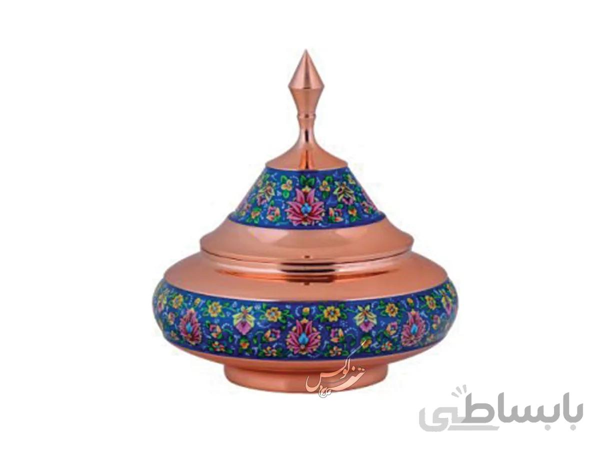 قندان مس و پرداز مدل بشقاب پرنده بزرگ
