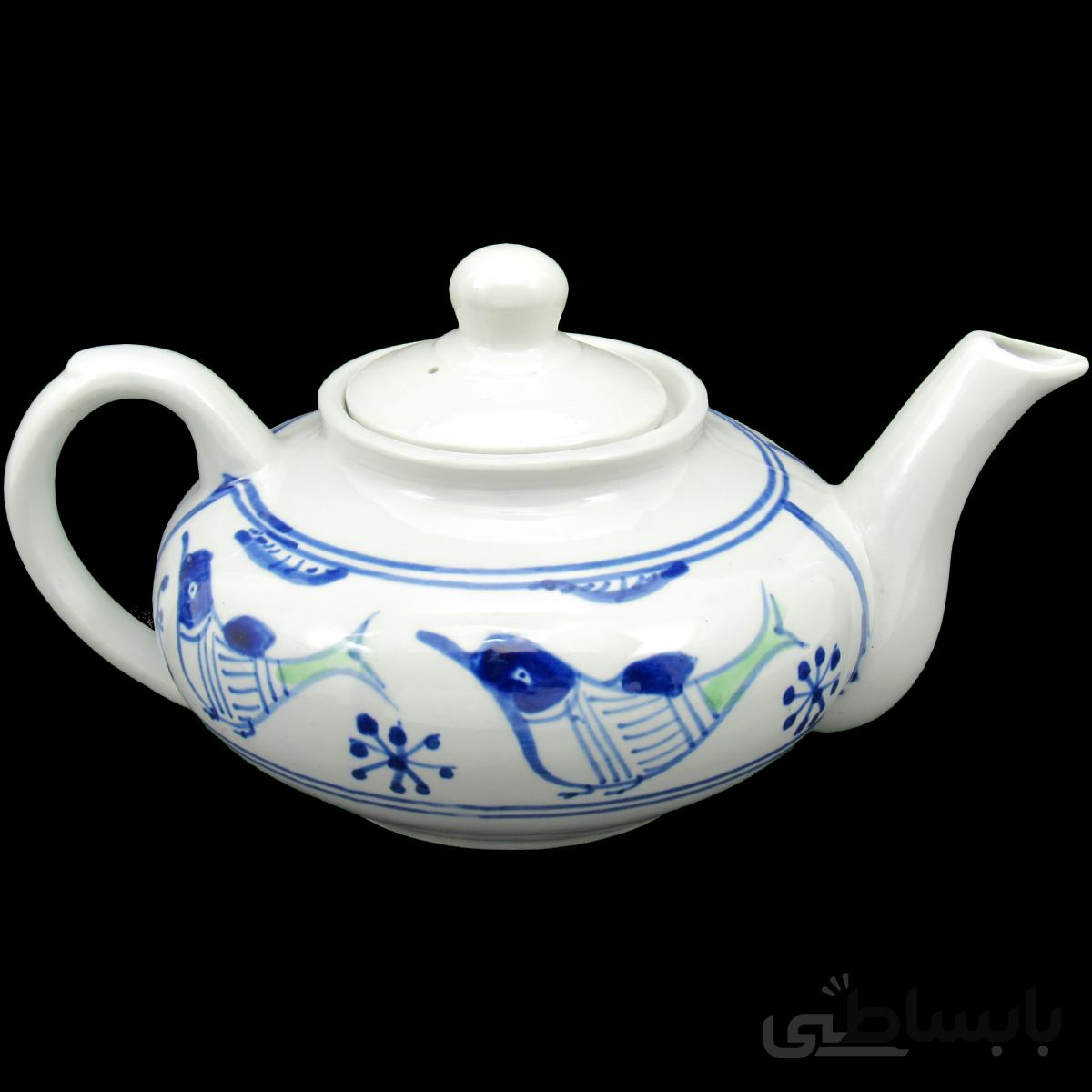 قوری عدسی کوچک چینی میبدمروارید نقش مرغی