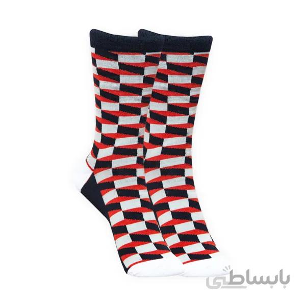 جوراب مردانه طرح دار چهارخونه سه بعدی کد PH159