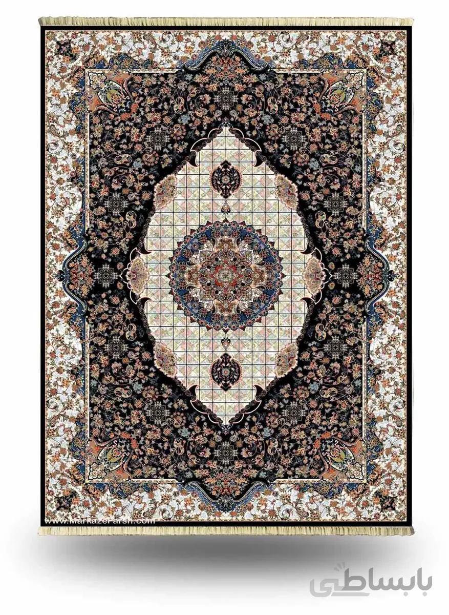 فرش 1200 شانه طرح حوض خانه سرمه ای تراکم 3600