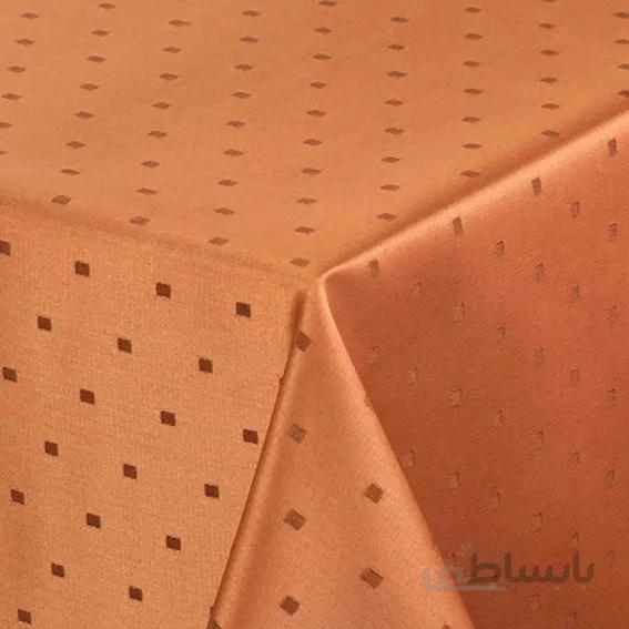 رومیزی ساتن ژاگارد 8 نفره مستطیل 220*150 اسکیپ قهوه ای