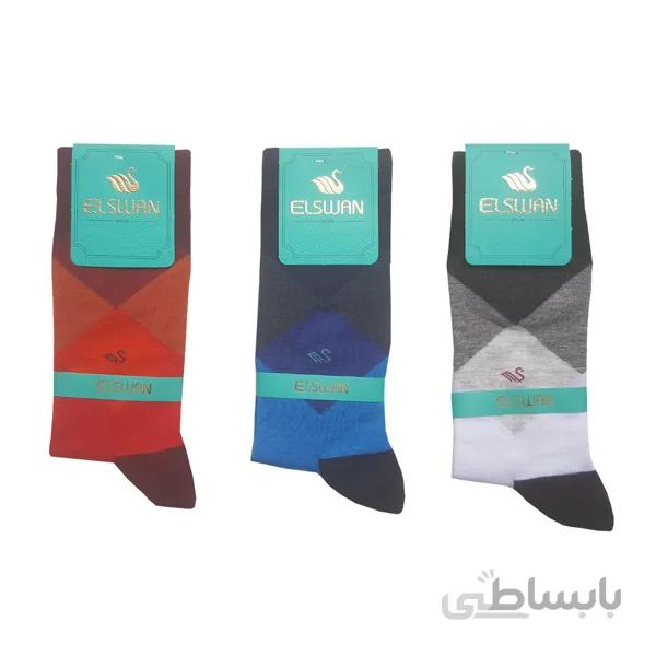 3 جفت جوراب مردانه ارزان قیمت طرح دار رسمی طرح اسکاچ (لوزی) کد PH395
