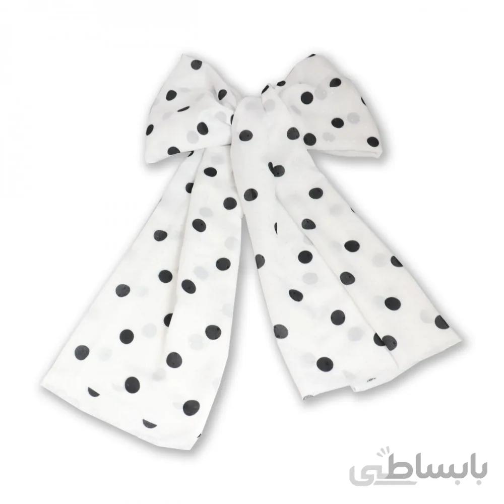 شال طرح دار مدل توپی سفید