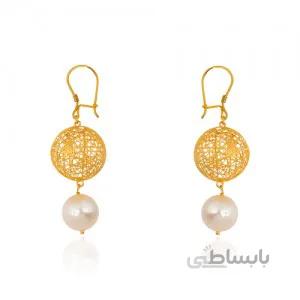 گوشواره طلا طرح گوی فیوژن با مروارید کد XE256