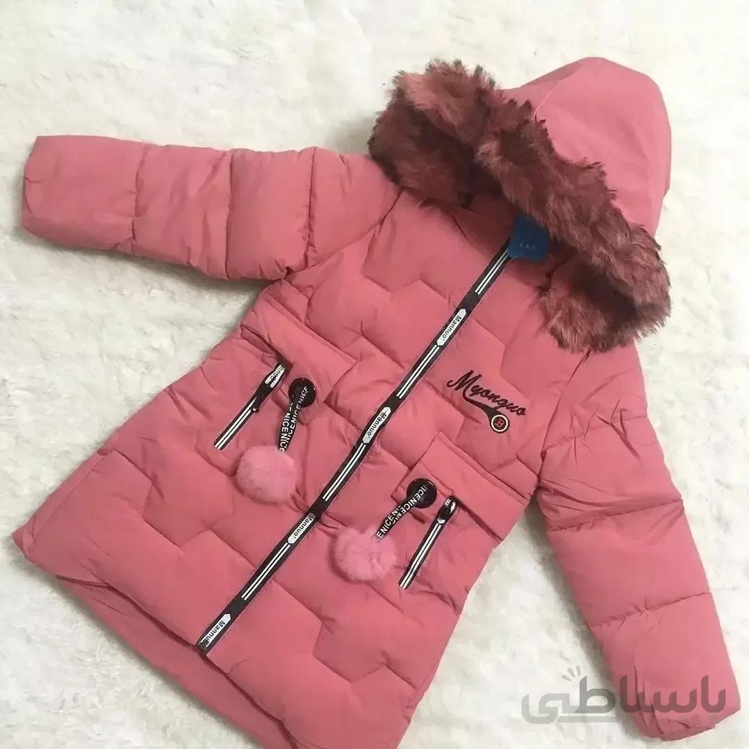 کاپشن دخترانه وارداتی گوانجو پوم دار سایز بزرگ مناسب 5 تا12 ساله