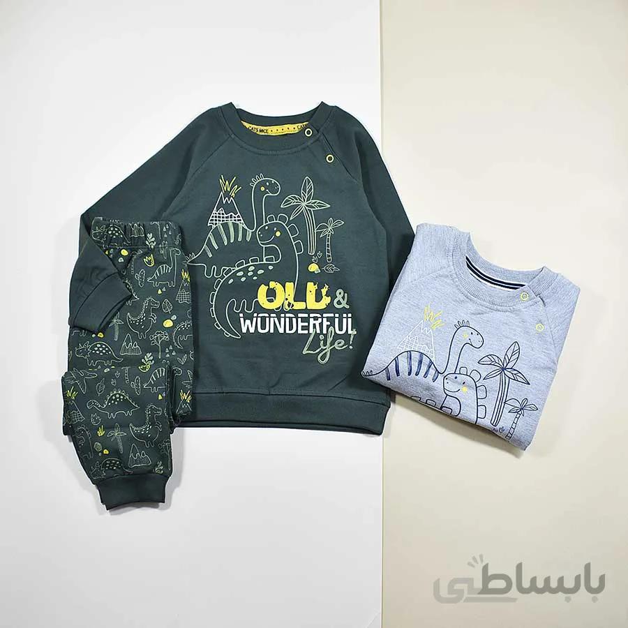 بلوز و شلوار بچه گانه پسرانه طرح دایناسور کد 2264
