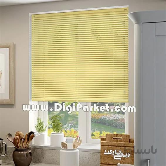 پرده کرکره فلزی زرد ساده ۱۶ میلیمتری P9