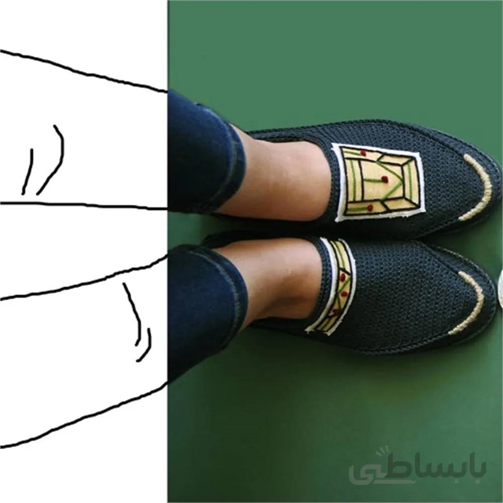 گیوه دست دوزی تلفیقی گلدوزی و نقاشی زنانه کد 5 ا handmade sneaker combine of embroidery and paint code 5