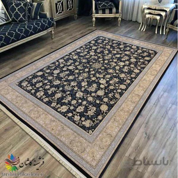 فرش 700 شانه طلاکوب طرح فرنوش زمینه سرمه ای