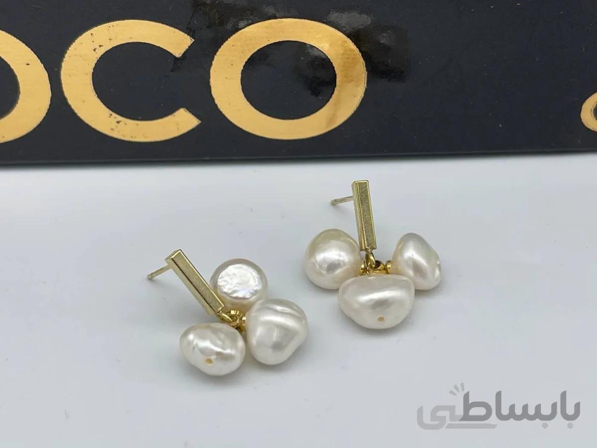 گوشواره مروارید طبیعی سه تایی