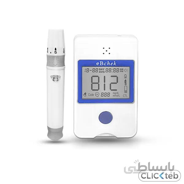پکیج دستگاه تست قند خون (سخنگو) EB chek + دو بسته نوار 50 عددی و لانست