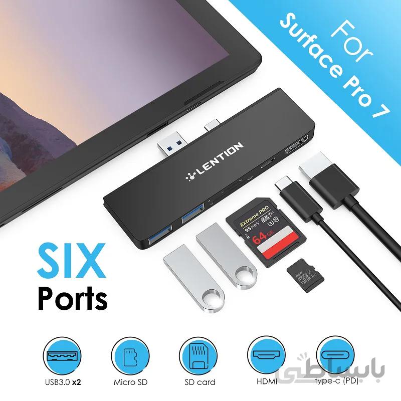 هاب 6 پورت LENTION USB A +USB C سری LUXURY مدلCS34