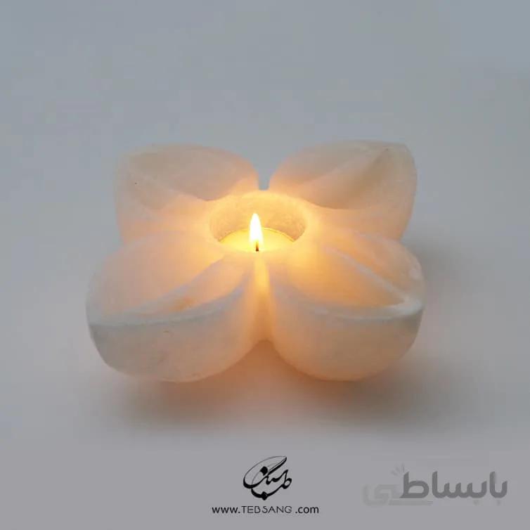 شمعدان سنگ نمک طرح گل چهار پر