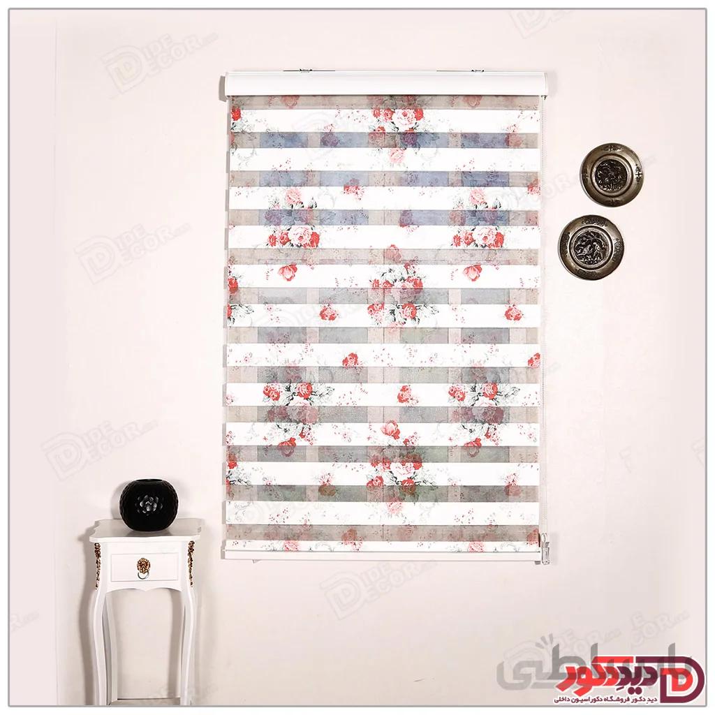 پرده زبرا گل دار چاپی دو رو کد H-110
