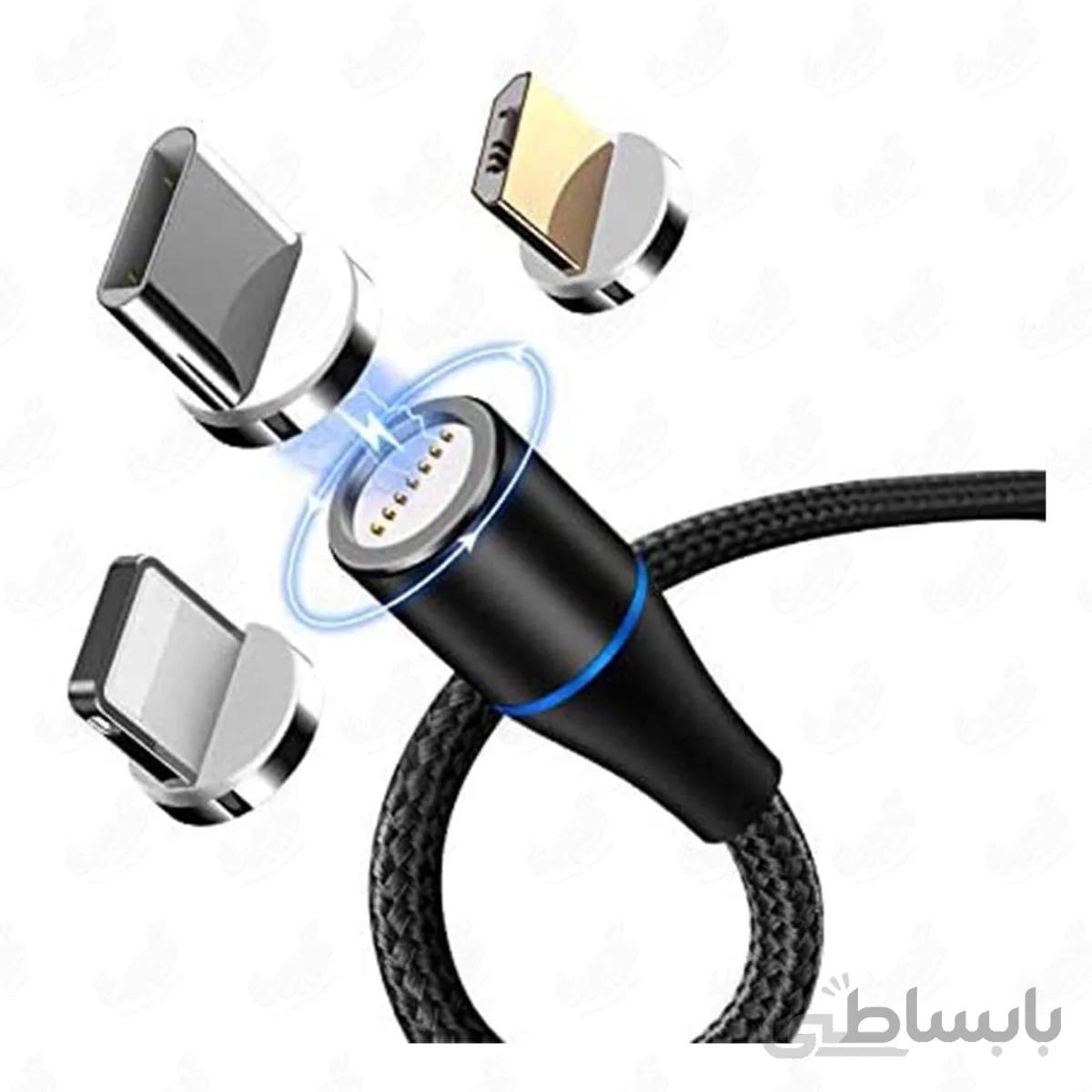 کابل شارژر مغناطیسی فست شارژ 3 کاره (1متری) ا Magnetic Fast Charging Cable 3A Quick Charge & Data Sync 3in1