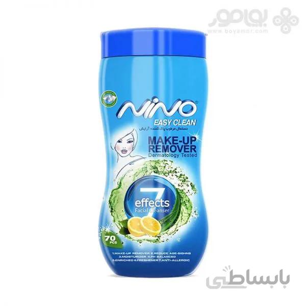 دستمال مرطوب پاک کننده آرایش نینو مدل 7 EFFECTS بسته 70 عددی