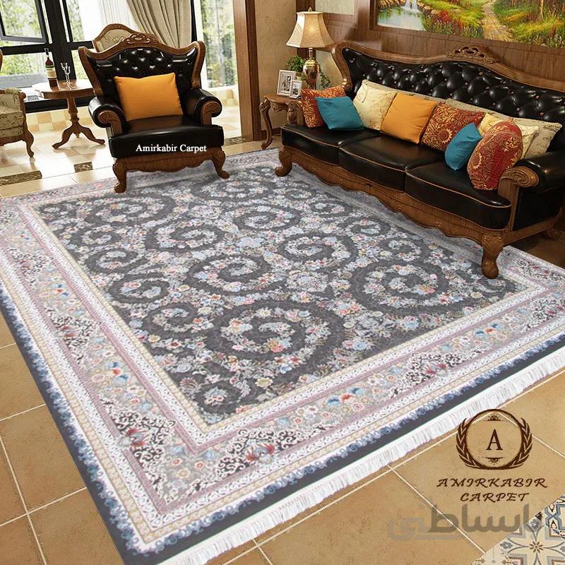 فرش ماشینی افشان دودی برجسته کد 115 /1200 شانه 3600 تراکم