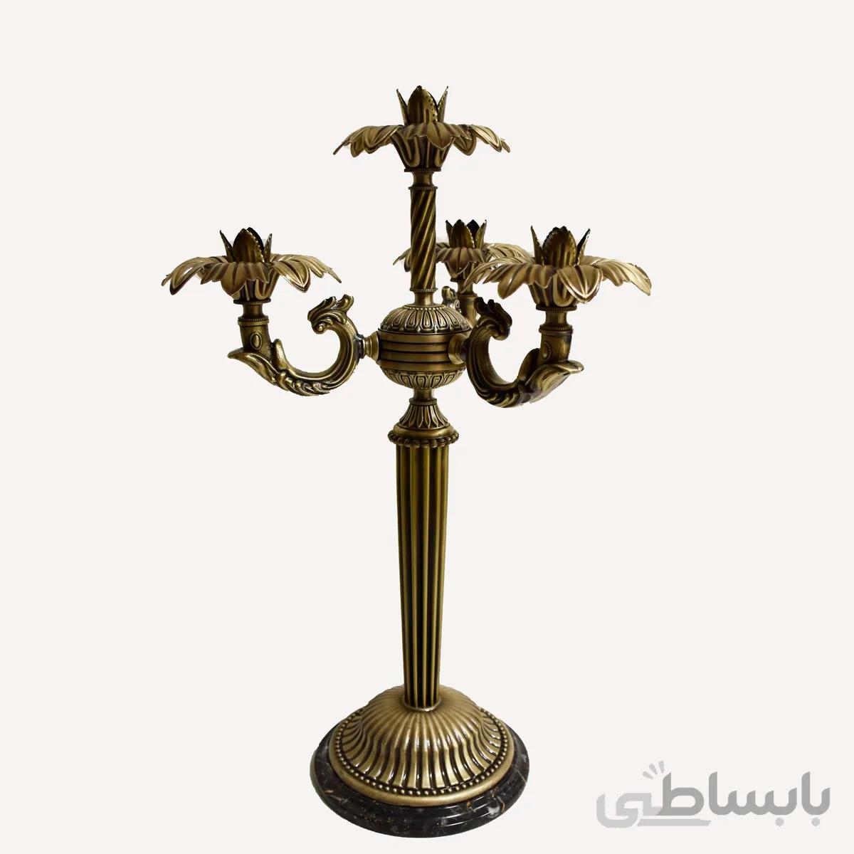 شمعدان تمام برنز چهار شاخه