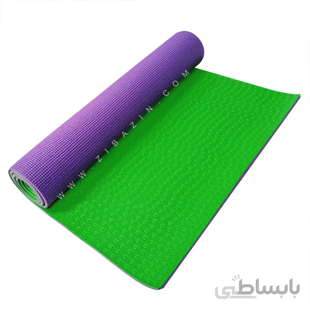 مت یوگا و پیلاتس (PVC) دو لایه استپ دار ۶ میل : بنفش سبز
