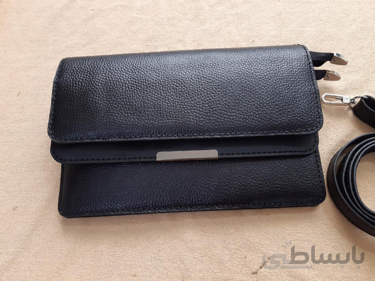 کیف دوشی زنانه دو درب چرم طبیعی