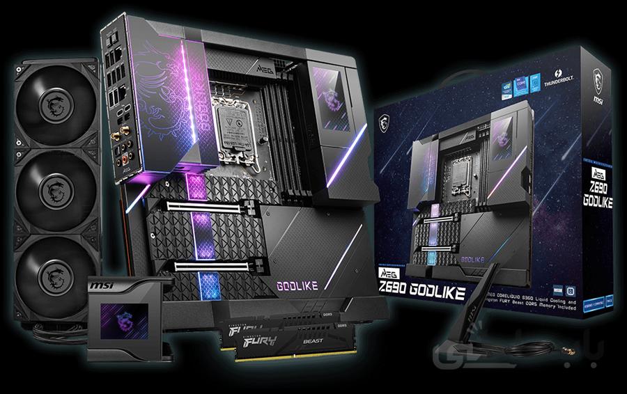 مادربرد ام اس آی مدل MEG Z690 GODLIKE LIMITED EDITION سوکت 1700 ا MSI MEG Z690 GODLIKE DDR5 LGA 1700 Motherboard Bundle CORELIQUID S360 & FURY BEAST DDR5 32GB RAM