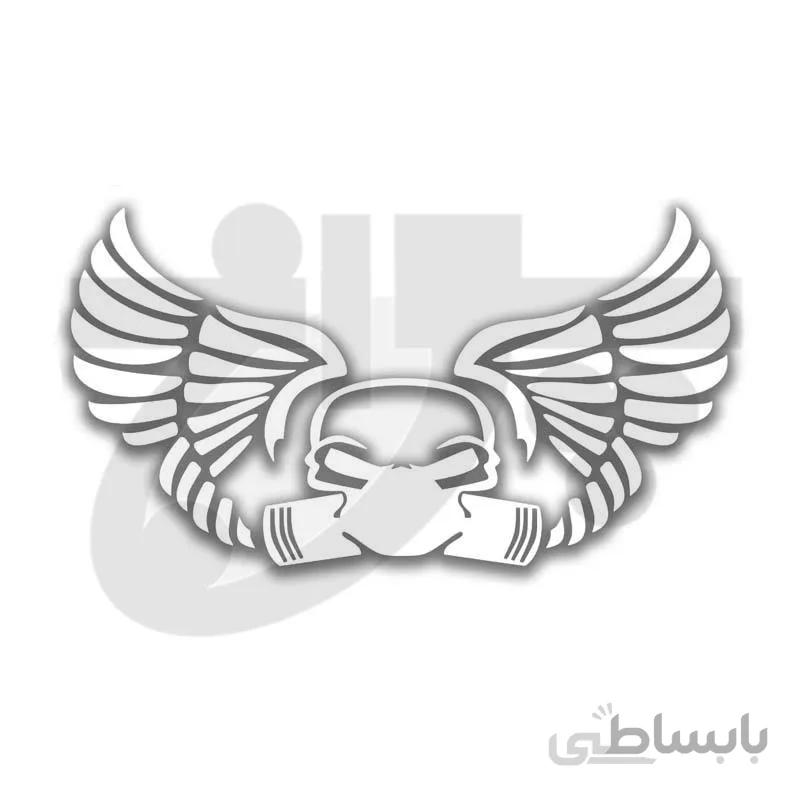 برچسب خودرو طرح بال و ماسک سفید