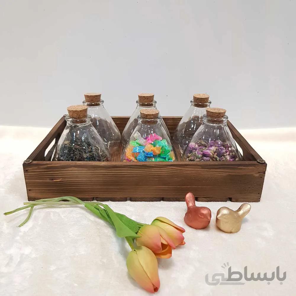 سینی چوبی متوسط رنگ تیره