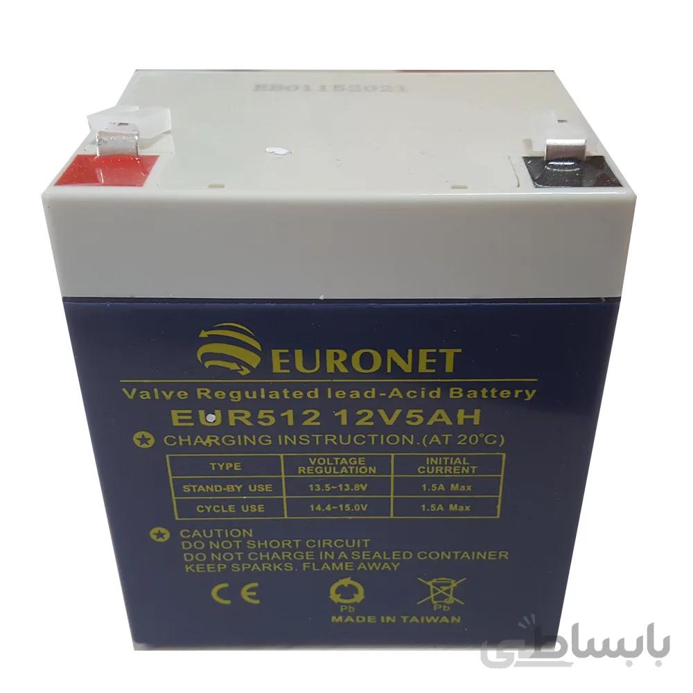 باتری 12 ولت 5 آمپر ساعت یورونت مدل EUR512
