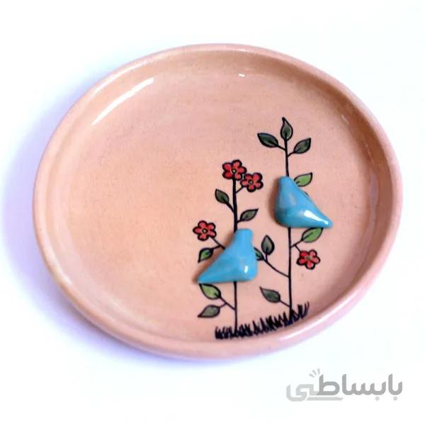 بشقاب سرامیکی دستساز طرح پرنده
