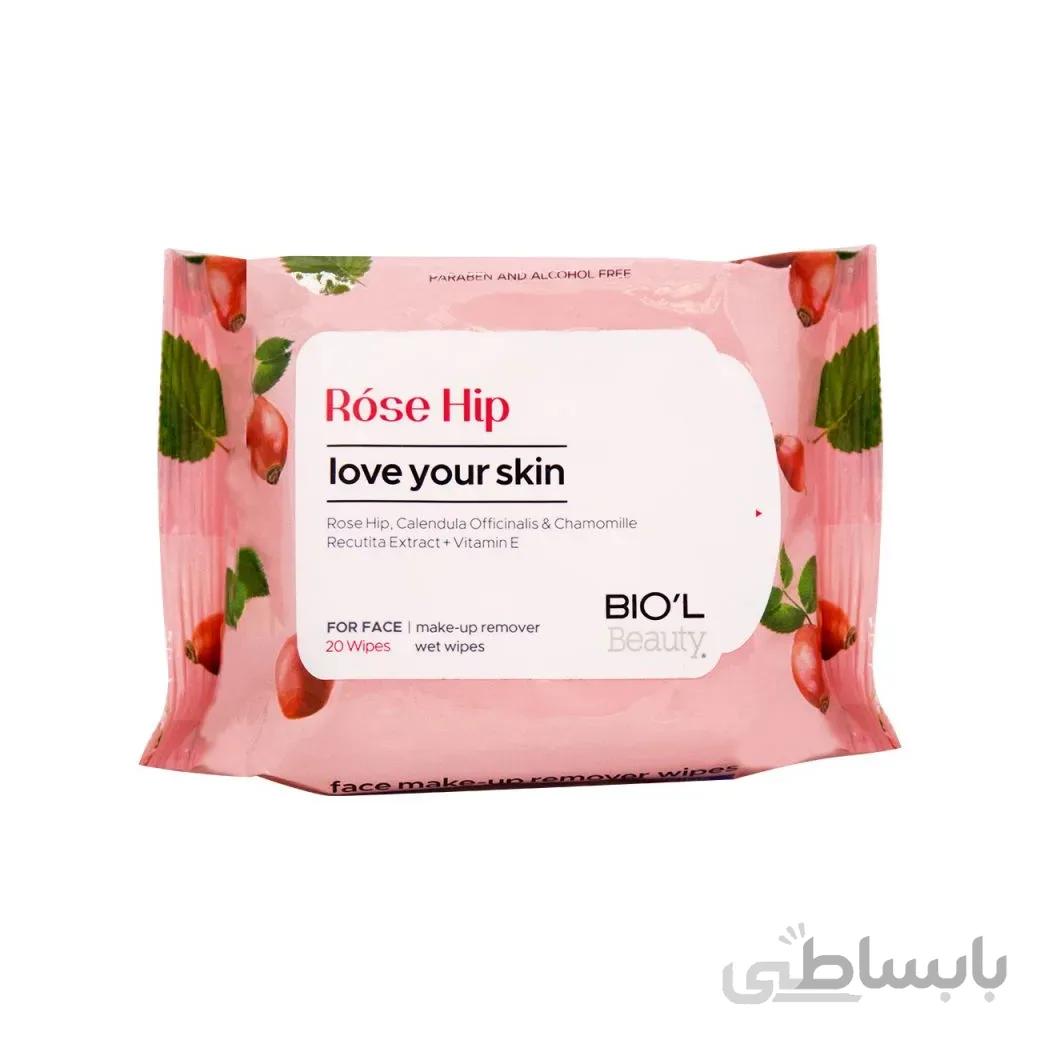 دستمال مرطوب پاک کننده آرایش بیول مناسب پوست مختلط بسته 20 عددی ا BIOL Water Wipes Remover Makeup For Combination Skin 20pcs