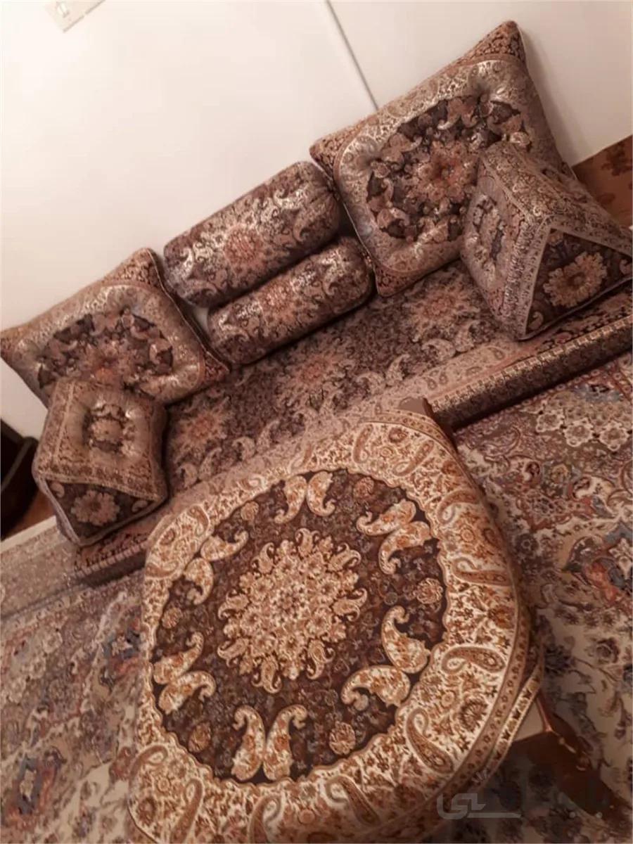 ست شاهنشین ۷تکه طرح شاهسوند قهوه ای تراکم ۲۰۰ ا Royal set of 7 pieces, Shahsound brown design, density 200