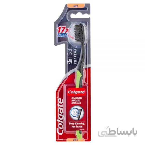 مسواک کلگیت نرم و باریک ( ذغالی ) – ریشه موهای تمیز کننده عمیق و در عین حال ملایم ذغالی – Colgate toothbrush Slim soft Charcoal