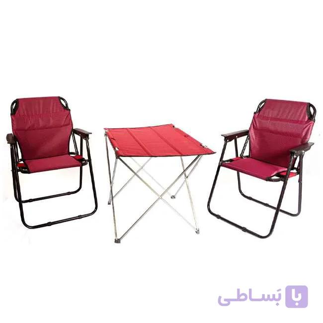میز و صندلی سفری تاشو 2 نفره مدل پلاس مجموعه 3 عددی — تصویر 1