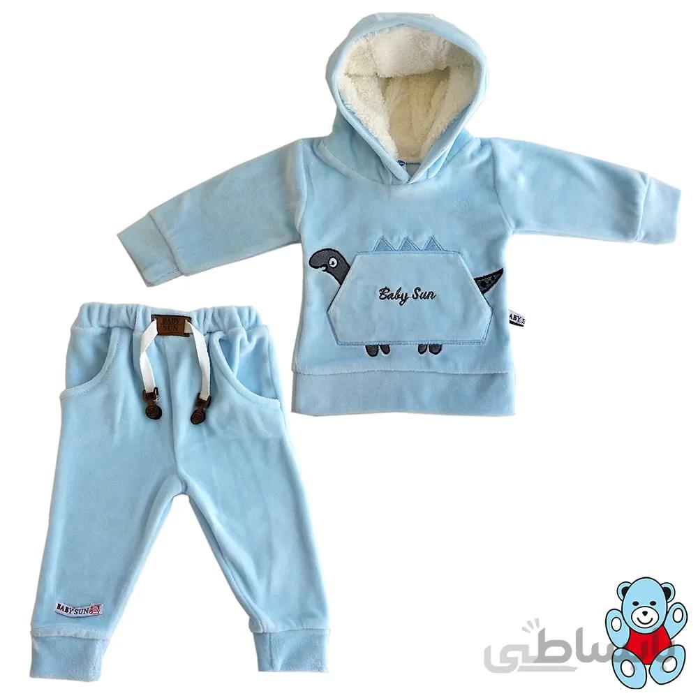 ست هودی و شلوار نوزادی بی بی سان کد blue-950
