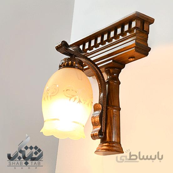 لوستر دیواری چوبی دارکار مدل تخت جمشید تک شاخه کد 448 ا لوستر ديواري دارکار مدل تخت جمشيد تک شاخه کد 448