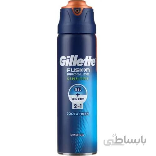 ژل اصلاح مردانه ژیلت مدل Fusion ProGlide Sensitive اصل انگلیس | مناسب پوست حساس، خنک و تازه کننده ا Gillette Fusion ProGlide Sensitive 2in1 Cool & Fresh Shaving Gel 170ml
