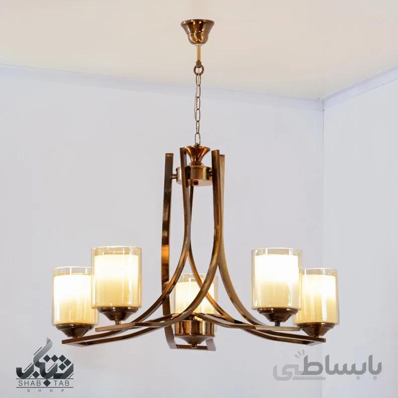 لوستر فلزی پنج شعله پارسیان کد 5010/5 با حباب