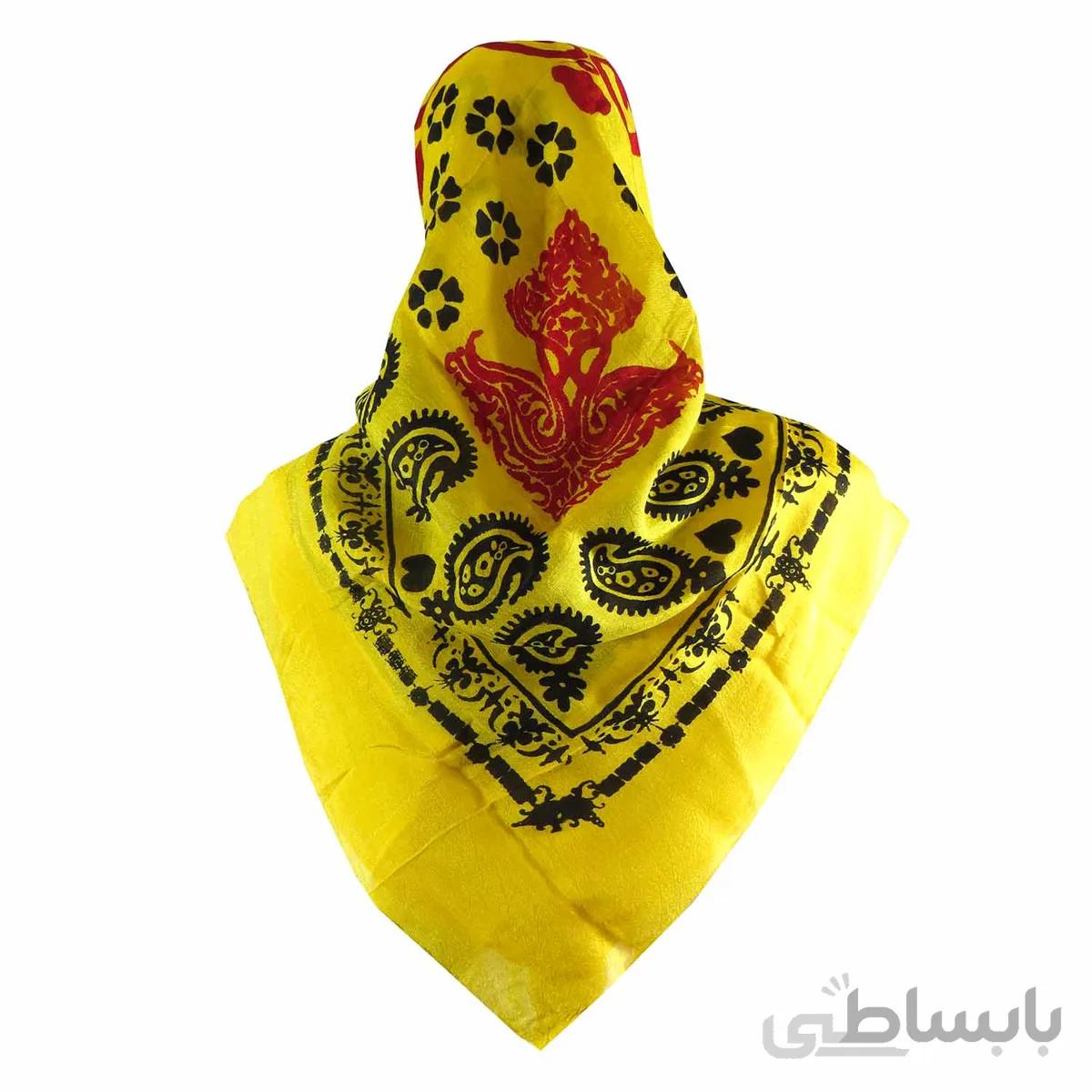 روسری سنتی کردستان طرح ترنج رنگ زرد