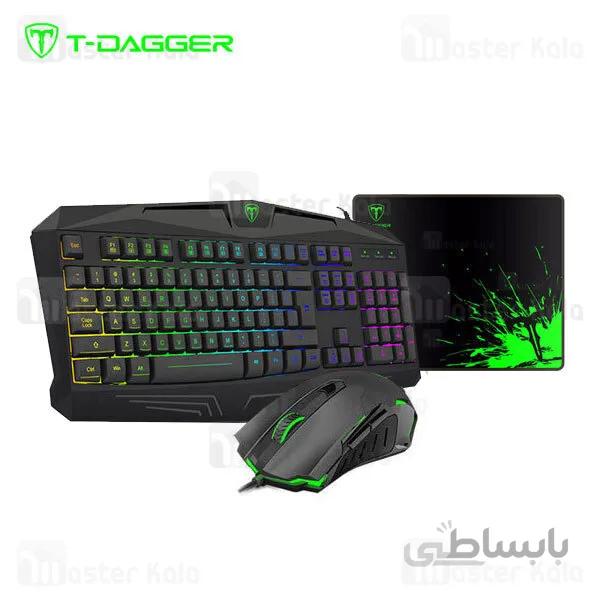 پک گیمینگ T-Dagger 3in1 Combo T-TGS006 Mouse Keyboard Mouse Pad Set کیبورد ، موس ، موس پد