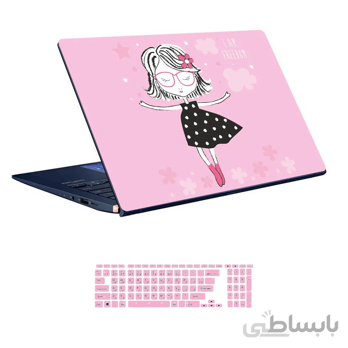 اسکین لپ تاپ طرح Girl کد ۴۲ به همراه استیکر کیبورد