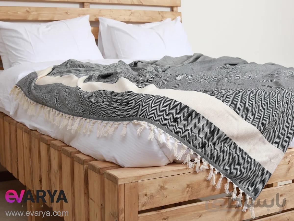 روتختی پیکه طرح Herringbone برند Fringe Home سایز دو نفره رنگ مشکی 240×200