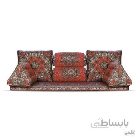 پشتی سنتی شاه نشین ترمه طرح شاهسوند – ست 7 تکه قرمز